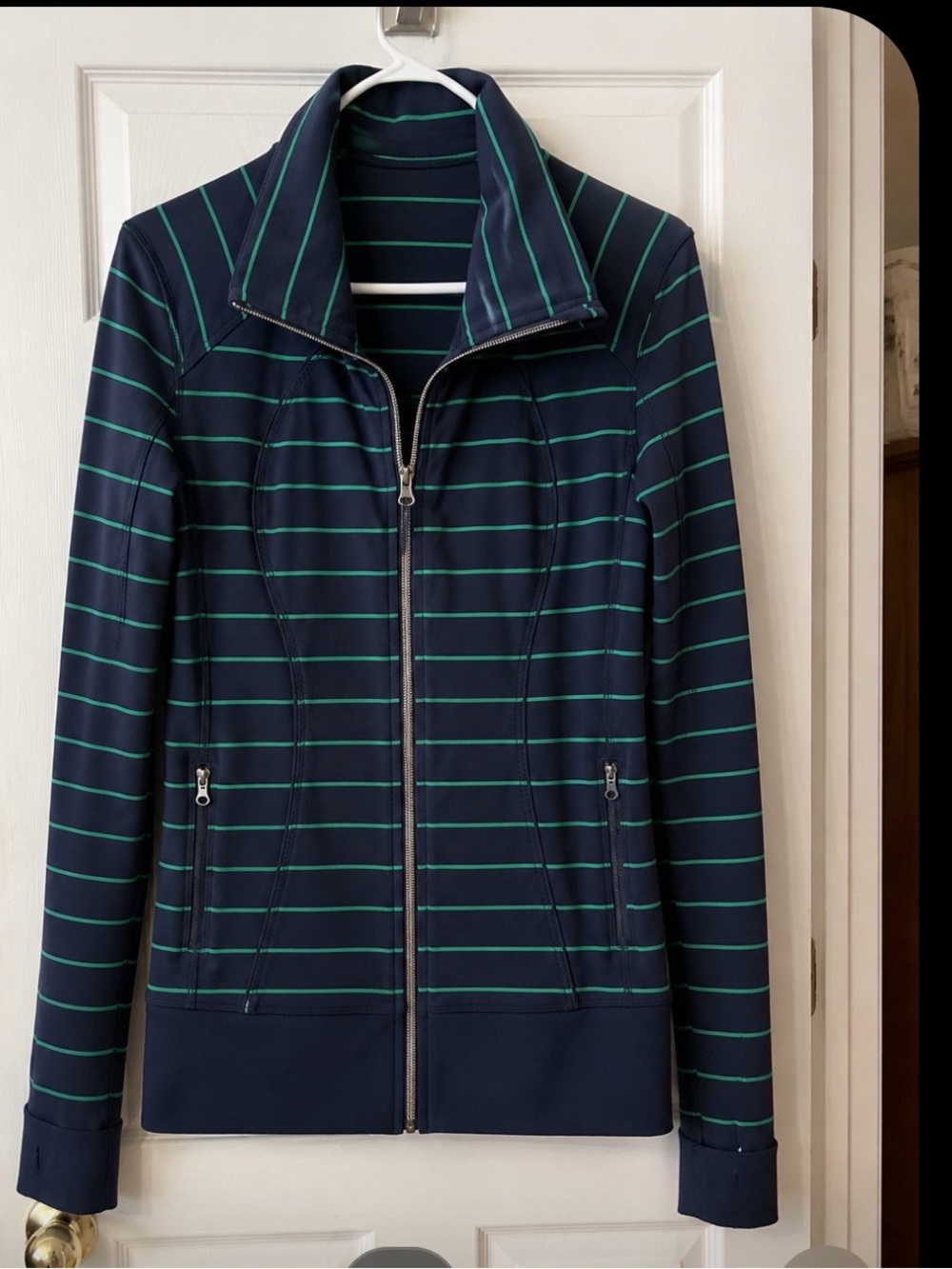 lululemon athletica Navy Jacket with Teal Stripes